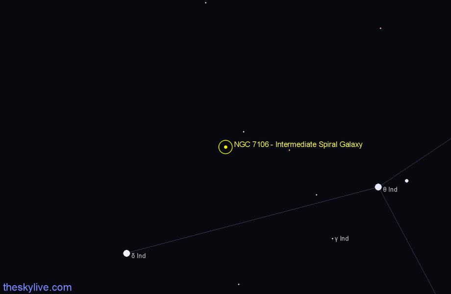 Finder chart NGC 7106 - Intermediate Spiral Galaxy in Indus star