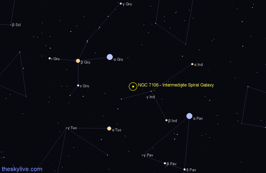 Finder chart NGC 7106 - Intermediate Spiral Galaxy in Indus star