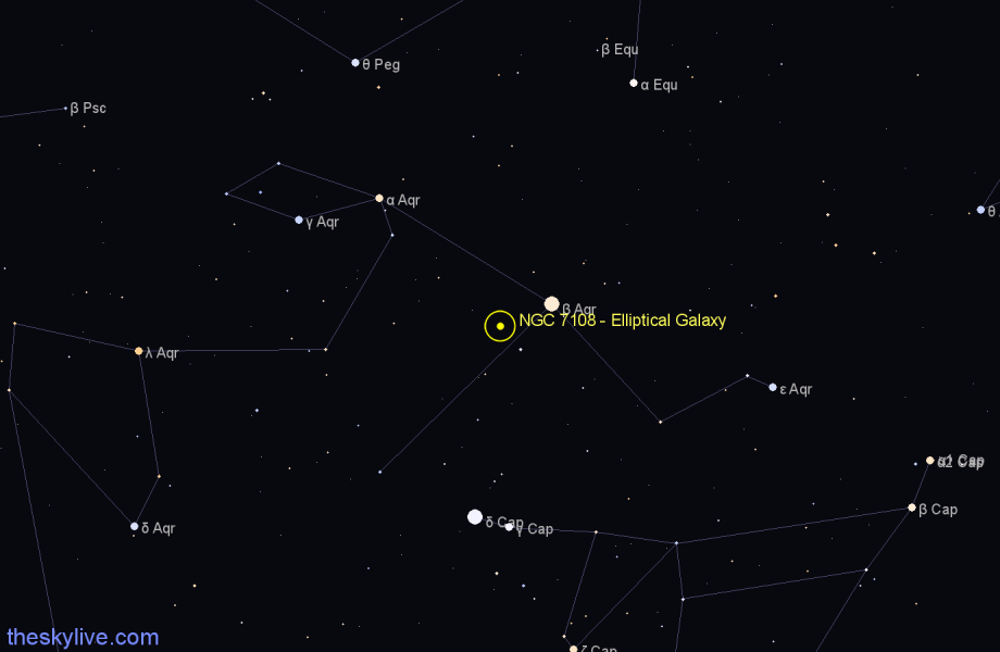 Finder chart NGC 7108 - Elliptical Galaxy in Aquarius star