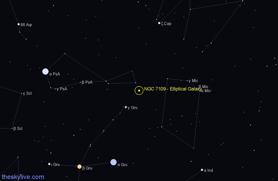 Finder chart NGC 7109 - Elliptical Galaxy in Piscis Austrinus star