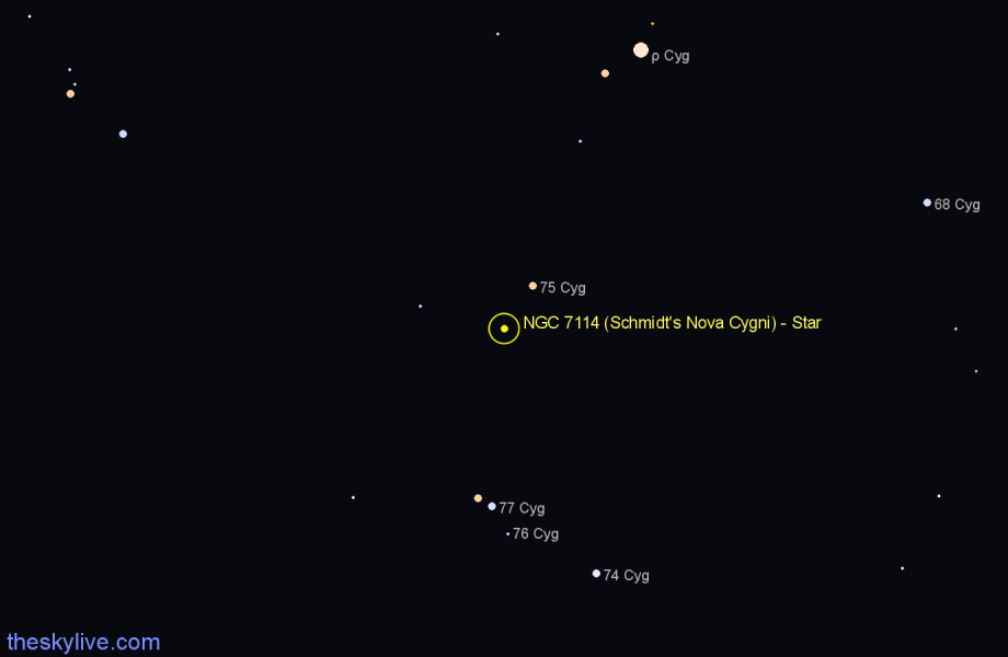 Finder chart NGC 7114 (Schmidt's Nova Cygni) - Star in Cygnus star
