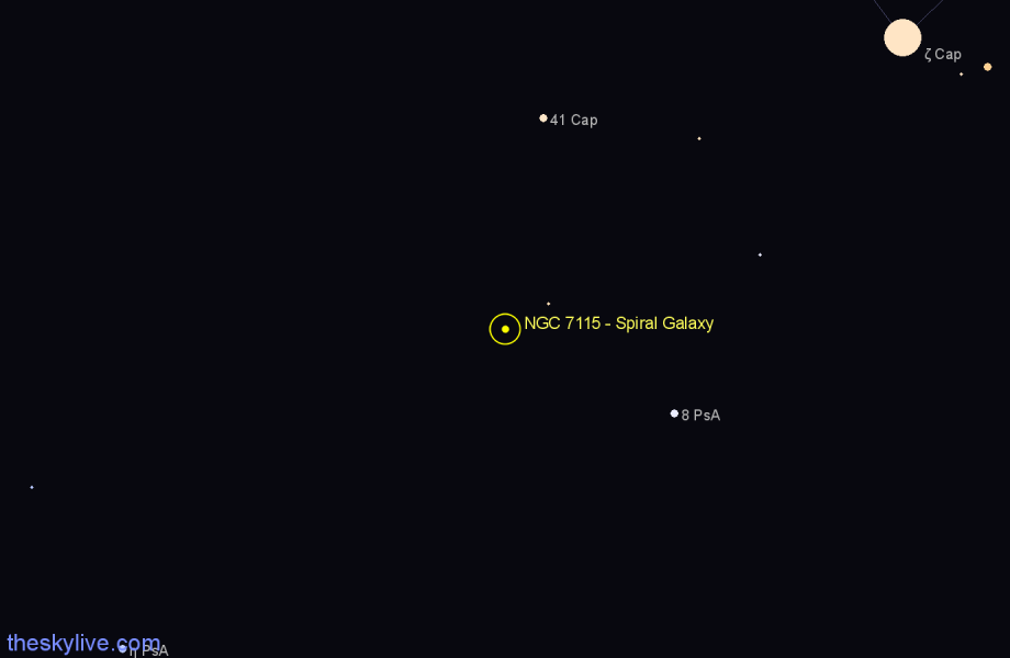 Finder chart NGC 7115 - Spiral Galaxy in Piscis Austrinus star