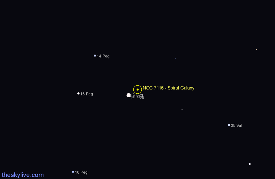 Finder chart NGC 7116 - Spiral Galaxy in Cygnus star