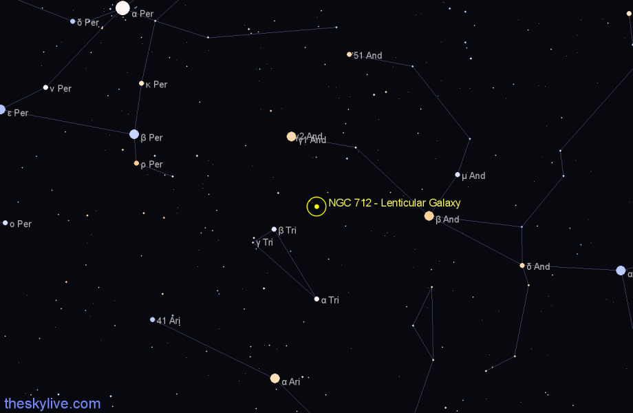 Finder chart NGC 712 - Lenticular Galaxy in Andromeda star