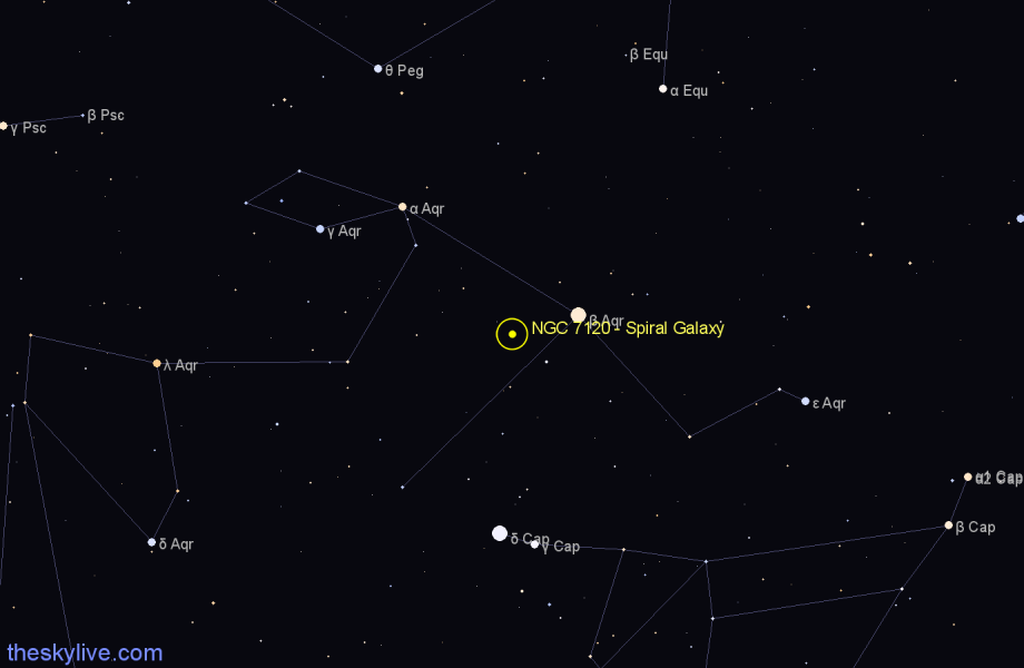 Finder chart NGC 7120 - Spiral Galaxy in Aquarius star