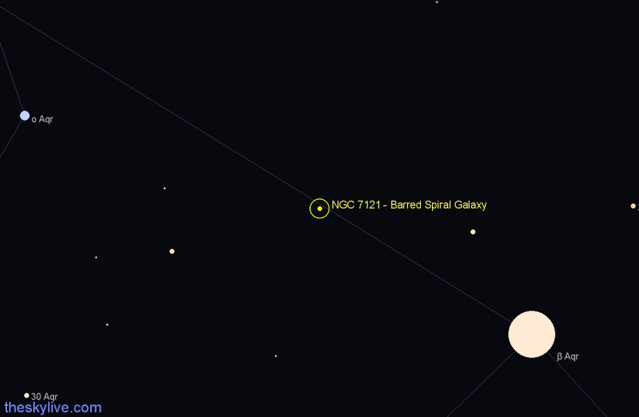 Finder chart NGC 7121 - Barred Spiral Galaxy in Aquarius star