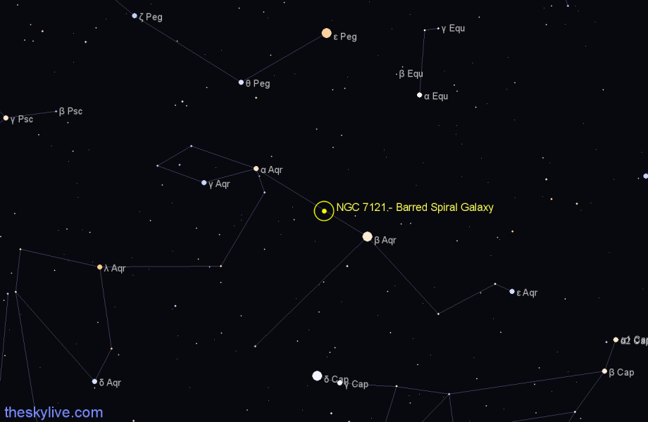 Finder chart NGC 7121 - Barred Spiral Galaxy in Aquarius star