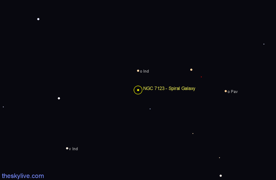 Finder chart NGC 7123 - Spiral Galaxy in Indus star