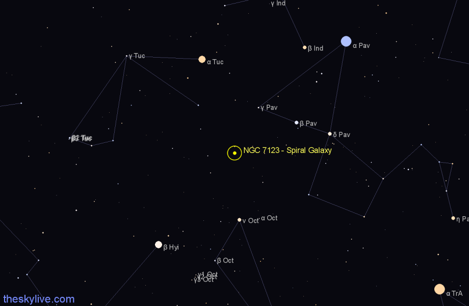 Finder chart NGC 7123 - Spiral Galaxy in Indus star