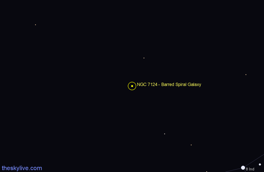 Finder chart NGC 7124 - Barred Spiral Galaxy in Indus star