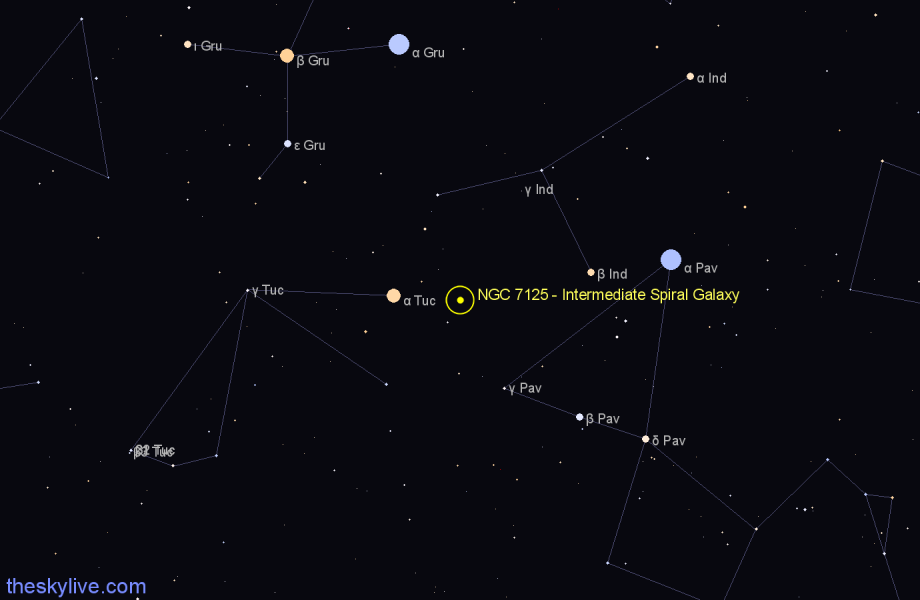 Finder chart NGC 7125 - Intermediate Spiral Galaxy in Indus star