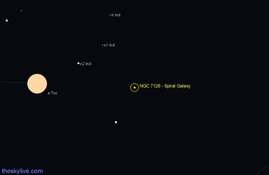 Finder chart NGC 7126 - Spiral Galaxy in Indus star