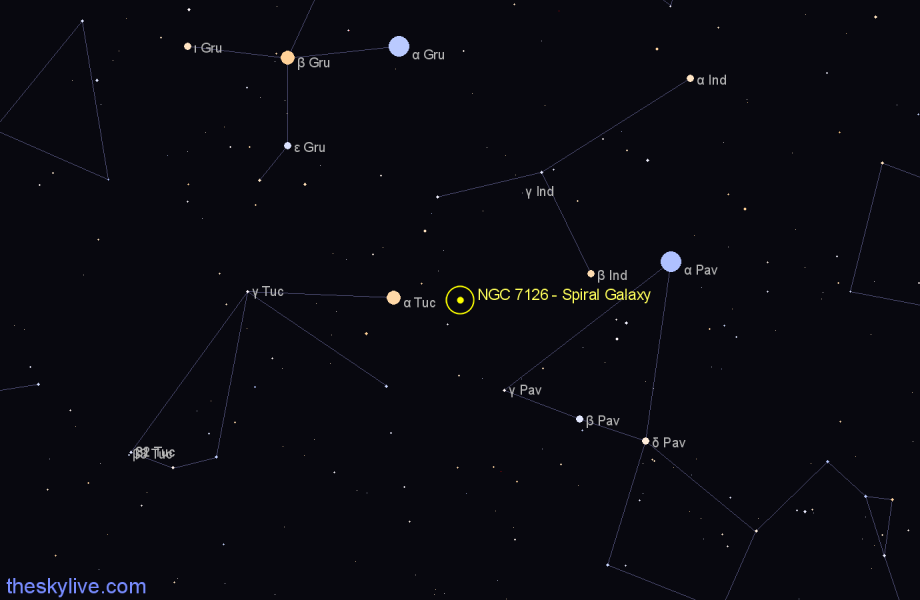 Finder chart NGC 7126 - Spiral Galaxy in Indus star