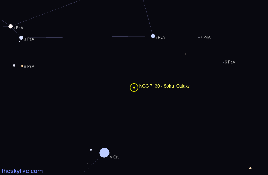 Finder chart NGC 7130 - Spiral Galaxy in Piscis Austrinus star