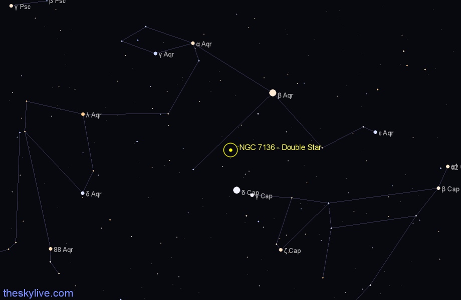 Finder chart NGC 7136 - Double Star in Capricornus star