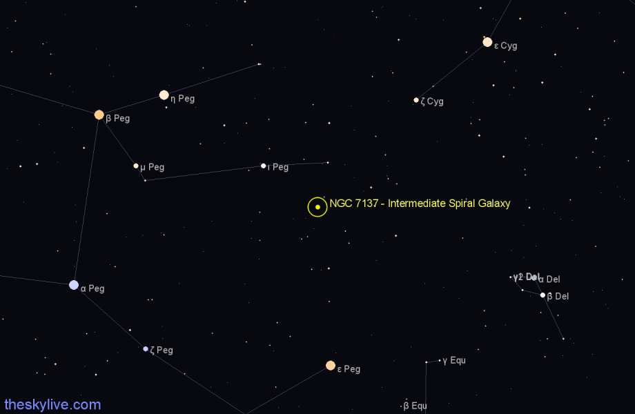 Finder chart NGC 7137 - Intermediate Spiral Galaxy in Pegasus star
