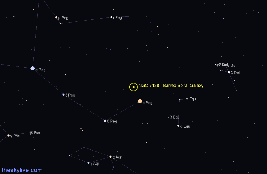 Finder chart NGC 7138 - Barred Spiral Galaxy in Pegasus star