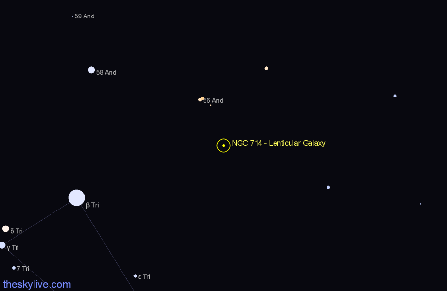 Finder chart NGC 714 - Lenticular Galaxy in Andromeda star