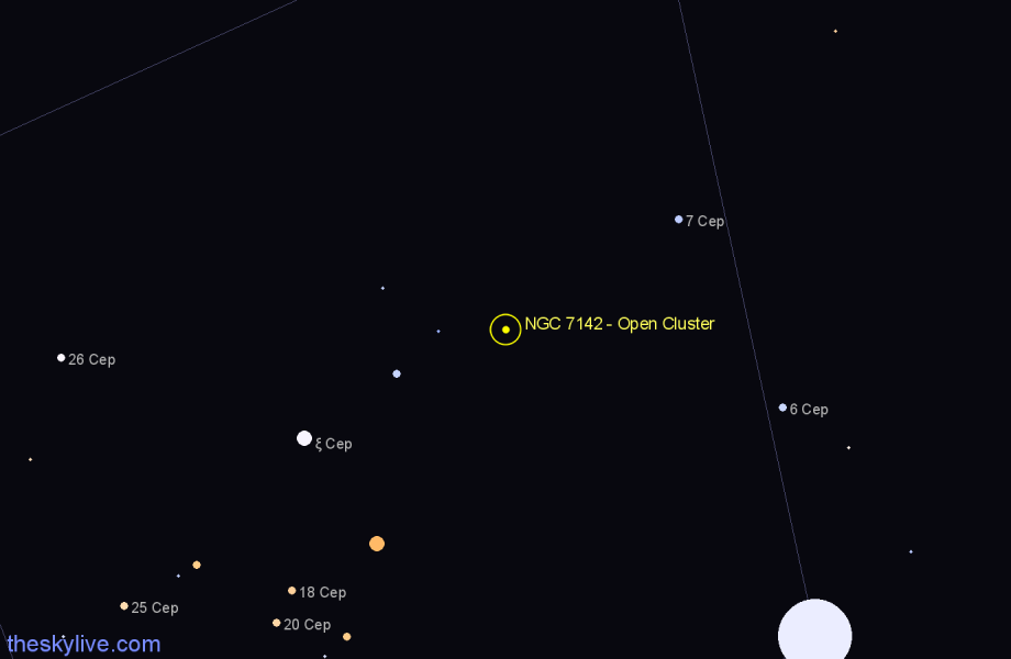 Finder chart NGC 7142 - Open Cluster in Cepheus star