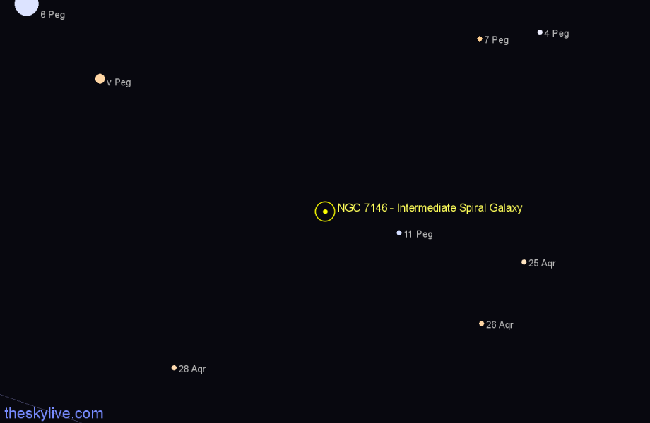 Finder chart NGC 7146 - Intermediate Spiral Galaxy in Pegasus star