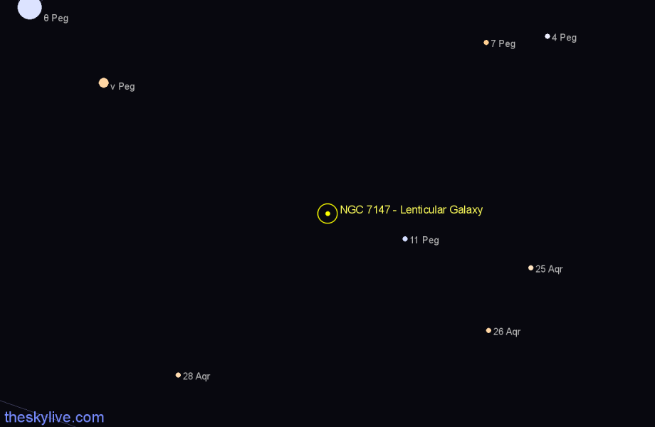 Finder chart NGC 7147 - Lenticular Galaxy in Pegasus star
