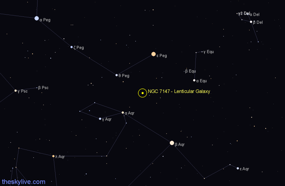 Finder chart NGC 7147 - Lenticular Galaxy in Pegasus star