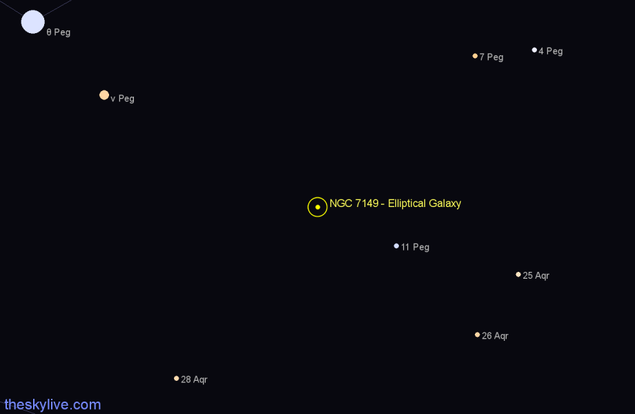 Finder chart NGC 7149 - Elliptical Galaxy in Pegasus star