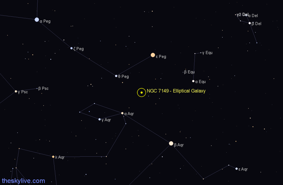 Finder chart NGC 7149 - Elliptical Galaxy in Pegasus star