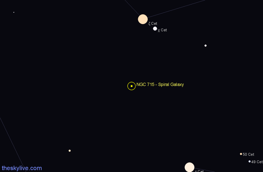 Finder chart NGC 715 - Spiral Galaxy in Cetus star