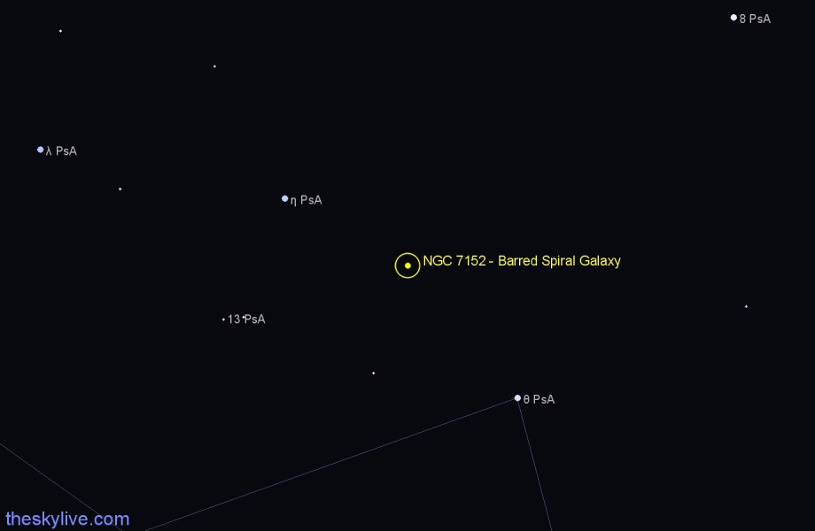 Finder chart NGC 7152 - Barred Spiral Galaxy in Piscis Austrinus star