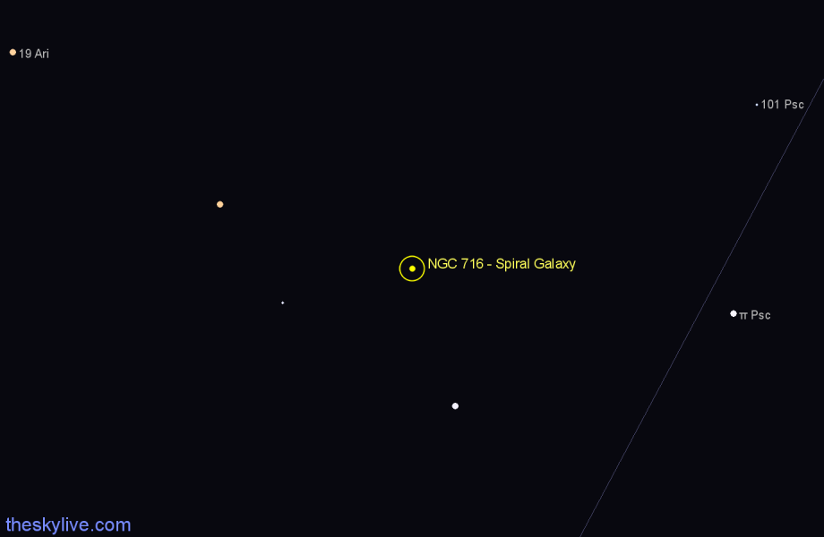 Finder chart NGC 716 - Spiral Galaxy in Aries star