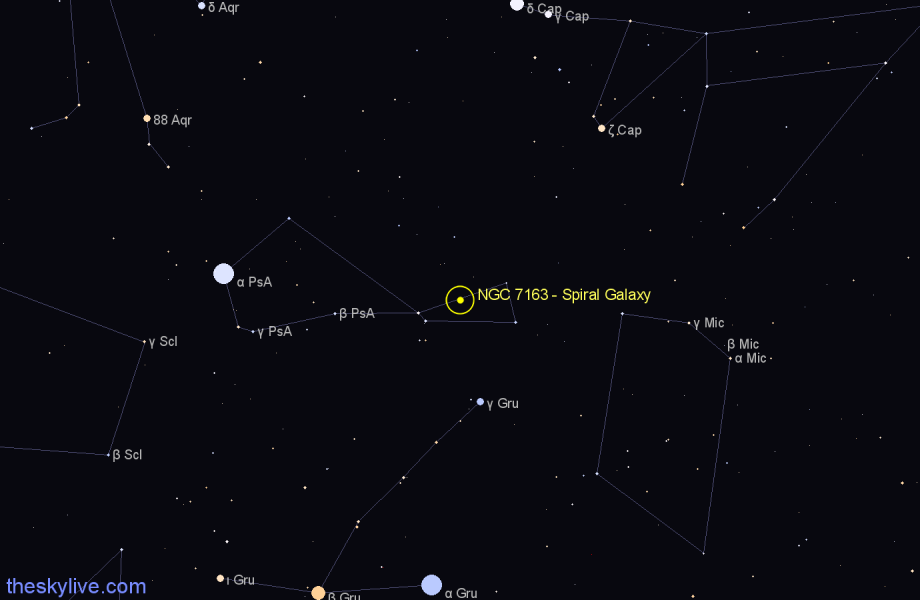 Finder chart NGC 7163 - Spiral Galaxy in Piscis Austrinus star