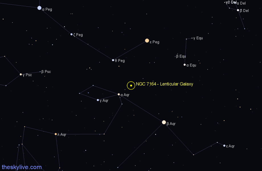 Finder chart NGC 7164 - Lenticular Galaxy in Aquarius star
