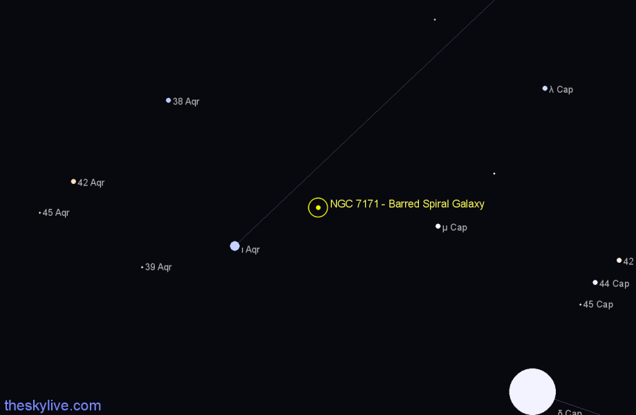 Finder chart NGC 7171 - Barred Spiral Galaxy in Aquarius star