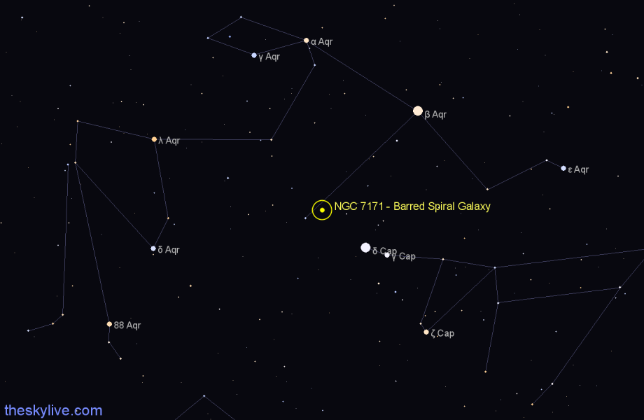 Finder chart NGC 7171 - Barred Spiral Galaxy in Aquarius star