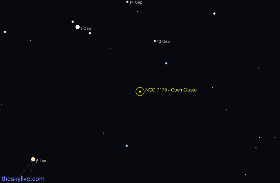 Finder chart NGC 7175 - Open Cluster in Cygnus star