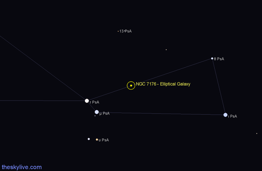 Finder chart NGC 7176 - Elliptical Galaxy in Piscis Austrinus star