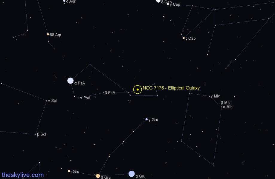 Finder chart NGC 7176 - Elliptical Galaxy in Piscis Austrinus star