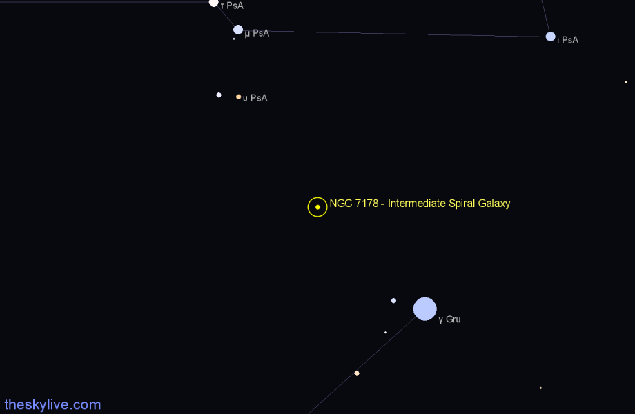 Finder chart NGC 7178 - Intermediate Spiral Galaxy in Piscis Austrinus star