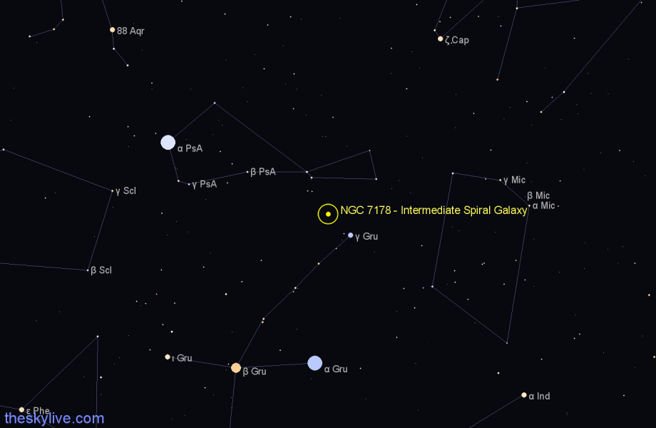 Finder chart NGC 7178 - Intermediate Spiral Galaxy in Piscis Austrinus star