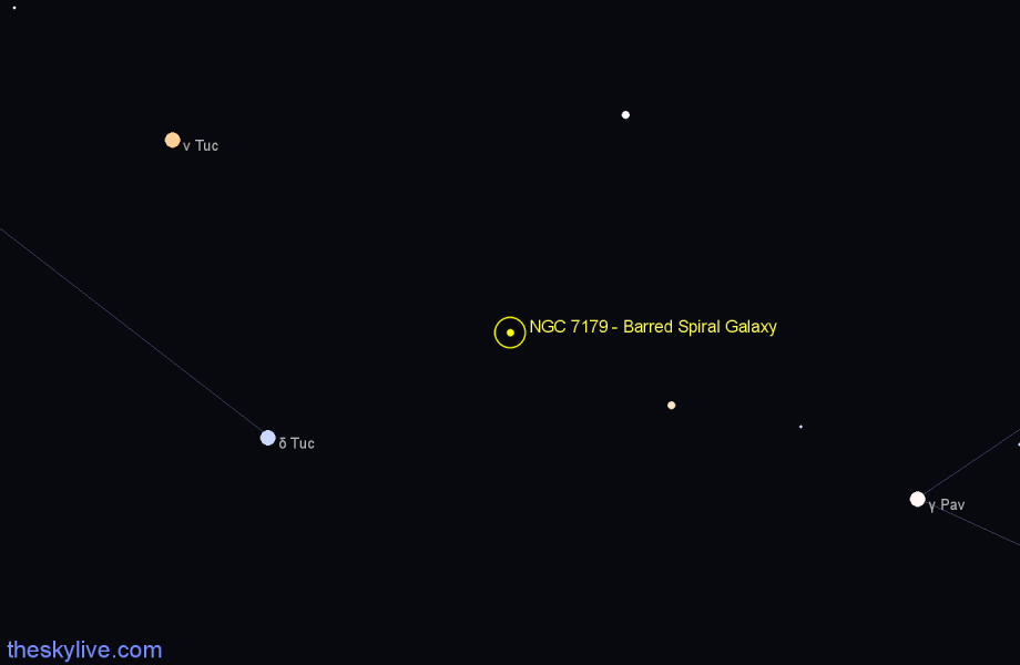 Finder chart NGC 7179 - Barred Spiral Galaxy in Indus star