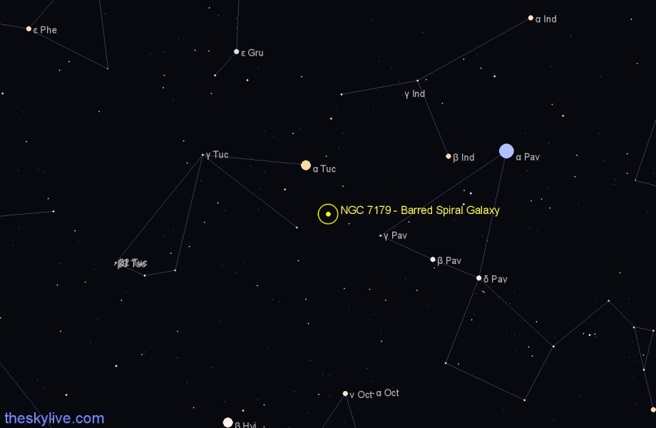 Finder chart NGC 7179 - Barred Spiral Galaxy in Indus star