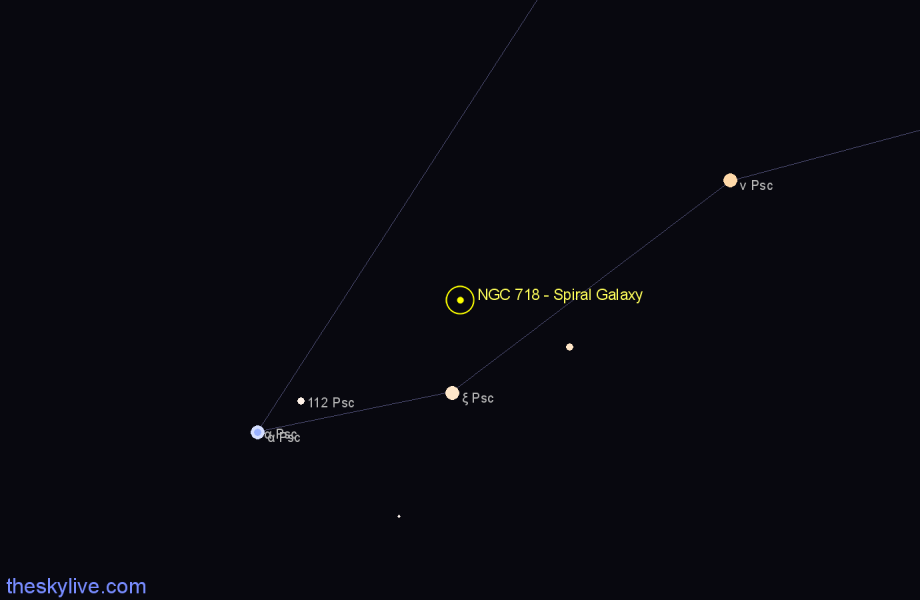 Finder chart NGC 718 - Spiral Galaxy in Pisces star