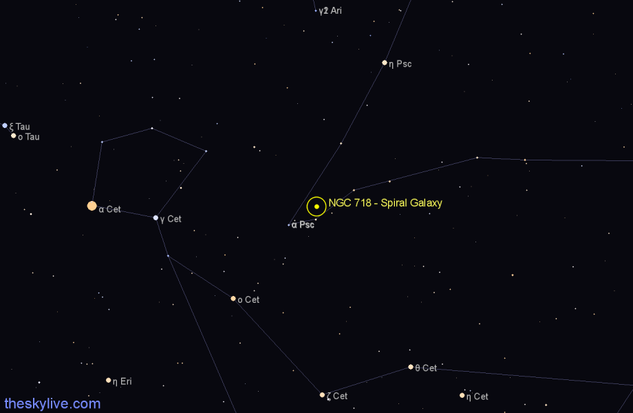 Finder chart NGC 718 - Spiral Galaxy in Pisces star