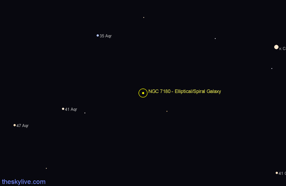 Finder chart NGC 7180 - Elliptical/Spiral Galaxy in Aquarius star