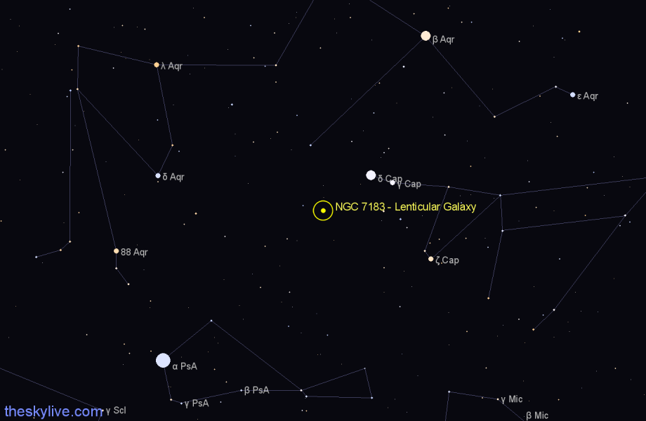 Finder chart NGC 7183 - Lenticular Galaxy in Aquarius star