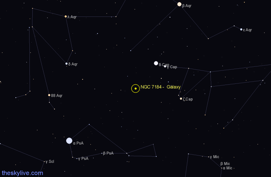 Finder chart NGC 7184 - Galaxy in Aquarius star