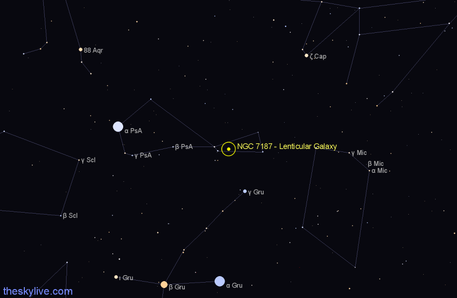 Finder chart NGC 7187 - Lenticular Galaxy in Piscis Austrinus star