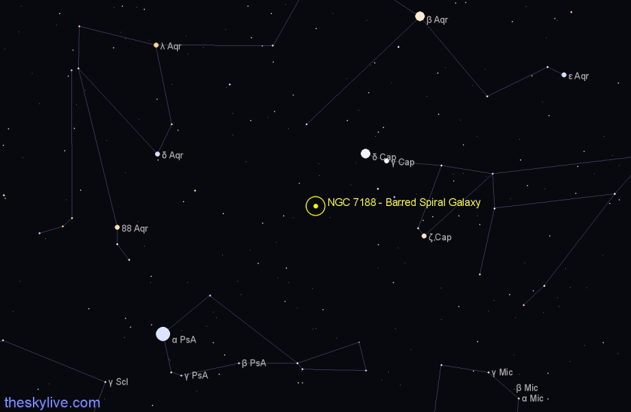 Finder chart NGC 7188 - Barred Spiral Galaxy in Aquarius star