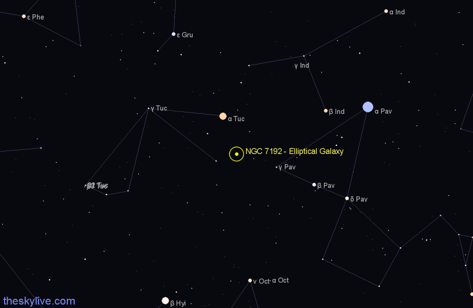 Finder chart NGC 7192 - Elliptical Galaxy in Indus star